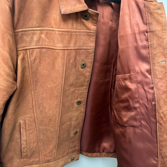 Billy Reid  Washed Cullen Jacket Saddle Brown Cow Leather - Large - Picture 2 of 6